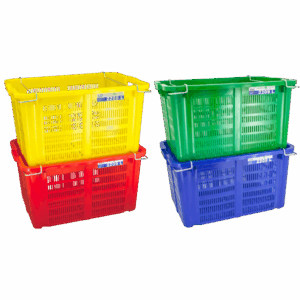 CONTAINER BOX PLASTIK INDUSTRI SERBAGUNA GREEN LEAF 2209 LB (LUBANG + PEGANGAN) UKURAN 69,8 x 49,6 x 38,5 CM | KERANJANGPLASTIK.ID