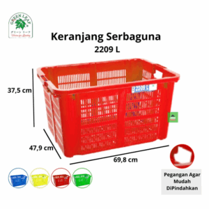 INDUSTRIAL CONTAINER 2209L GREEN LEAF | KERANJANG INDUSTRI SERBAGUNA UKURAN 69,8 x 47,9 x 37,5 CM