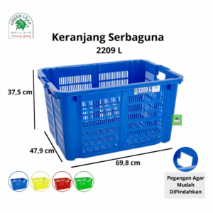 INDUSTRIAL CONTAINER 2209L GREEN LEAF | KERANJANG INDUSTRI SERBAGUNA UKURAN 69,8 x 47,9 x 37,5 CM