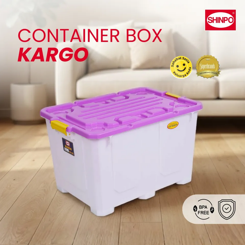 CONTAINER BOX PLASTIK BESAR 125 LITER SHINPO KARGO – SIP 584 CB 125: Box Penyimpanan Besar, Kokoh & Multifungsi untuk Rumah, Gudang, dan Industri