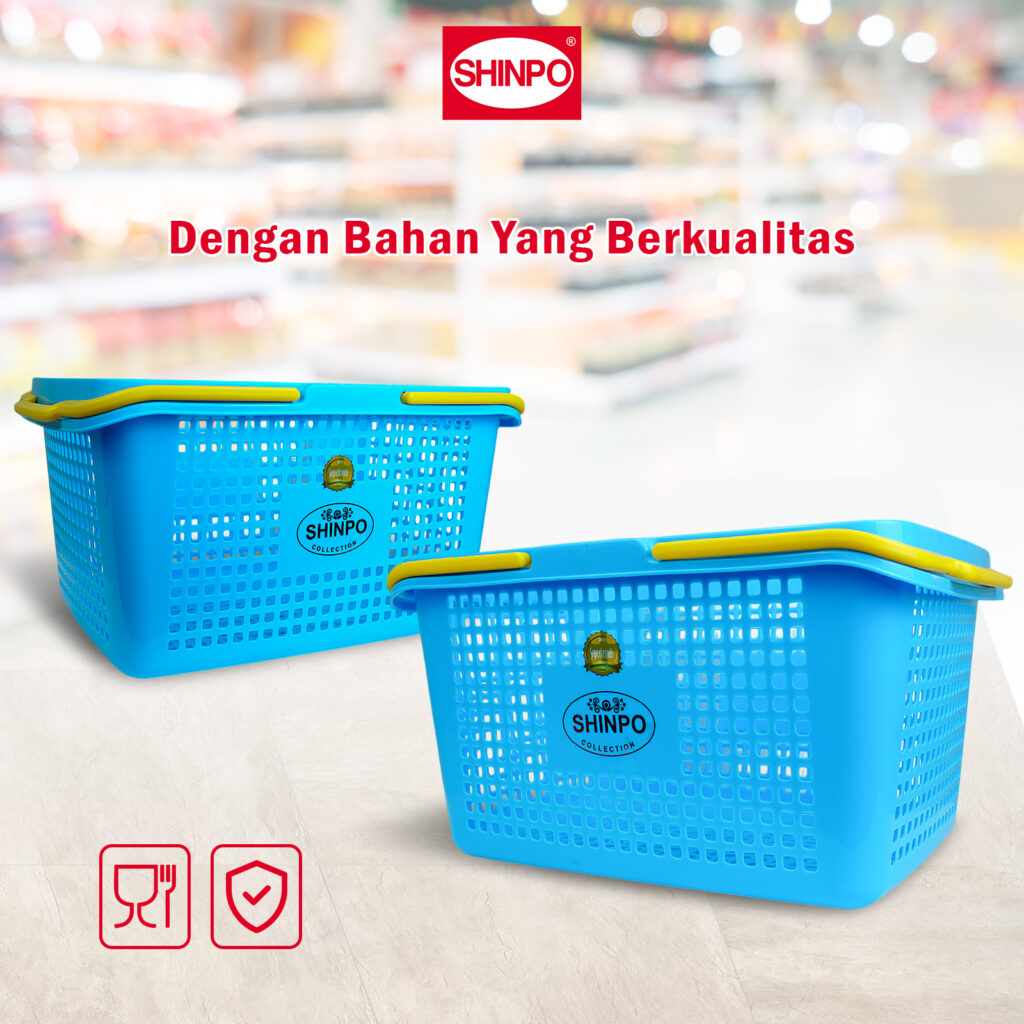 KERANJANG BELANJA PLASTIK MINIMARKET SHINPO TOUCAN – SIP 339, ADA 3 PILIHAN WARNA: Keranjang Belanja Modern, Kuat & Nyaman untuk Minimarket, Supermarket, dan Retail