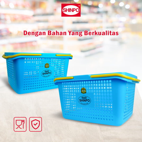 KERANJANG BELANJA PLASTIK MINIMARKET SHINPO TOUCAN – SIP 339, ADA 3 PILIHAN WARNA: Keranjang Belanja Modern, Kuat & Nyaman untuk Minimarket, Supermarket, dan Retail