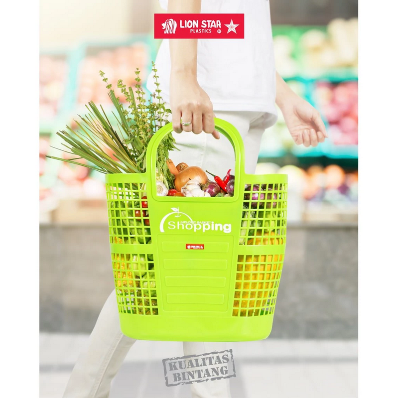 Keranjang Belanja Plastik Jinjing Lion Star B-5 Melody Shopping Basket, Ukuran 400 x 180 x H 440 mm | Keranjangplastik.id